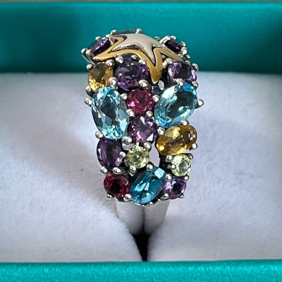 Effy Seaside Silver & 18K Gold Multi Gemstone Starfish Ring size 7 with receipt - Picture 5 of 13
